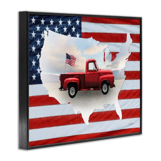 Stupell Industries Farmhouse American Flag Framed Giclee Art